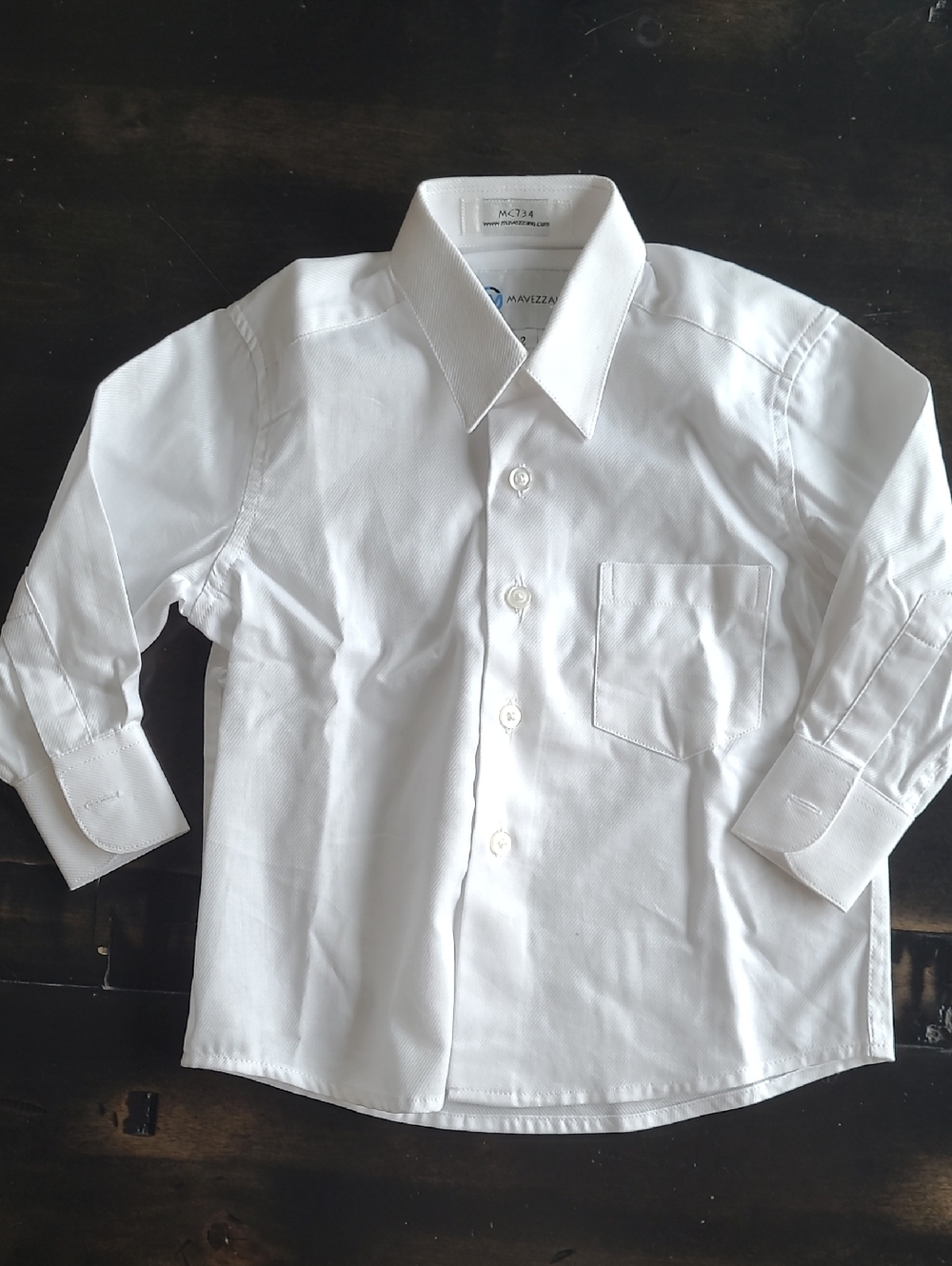 Mavezzano Kids Classic White Button-Up Dress Shirt, 2T